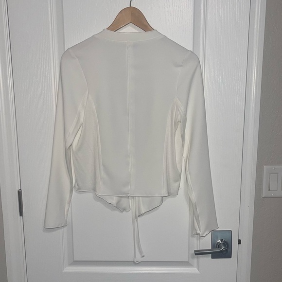 Lola & Sophie NYC Anthropologie Dobby Jacket Eggshell OffWhite Sleek Minimalist - Picture 7 of 8